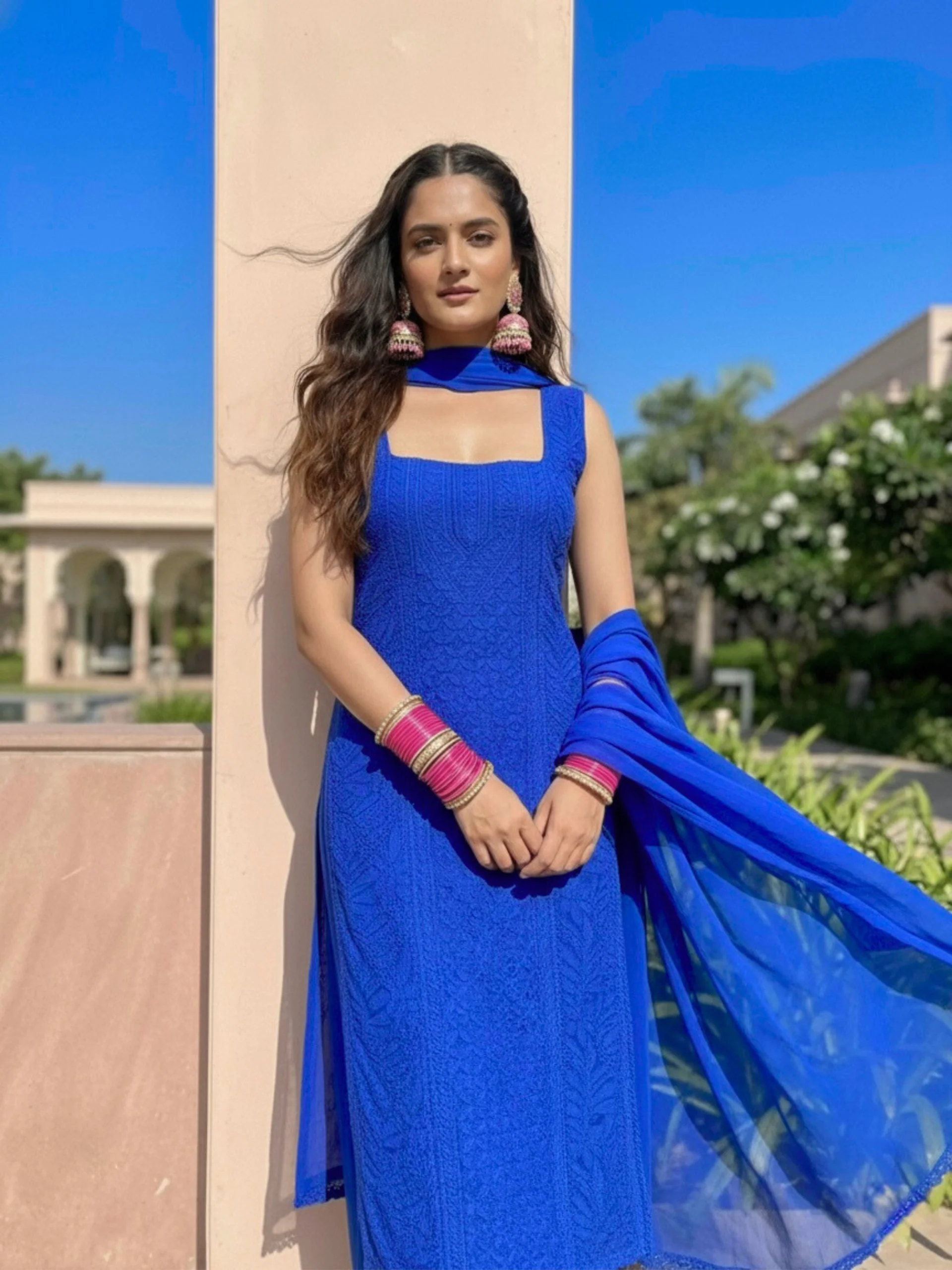 Apricot Chikankari Kurta Set (Set of 3) - Image 13