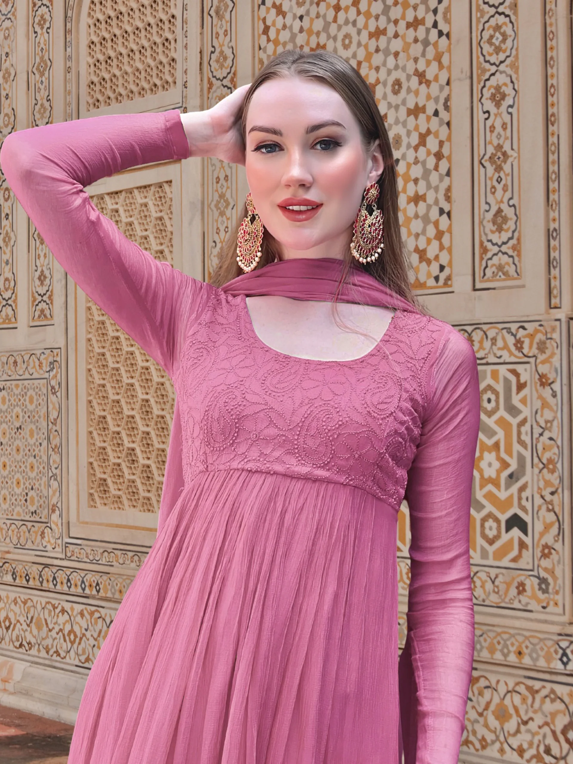 Athena Chikankari Anarkali Set - Image 3