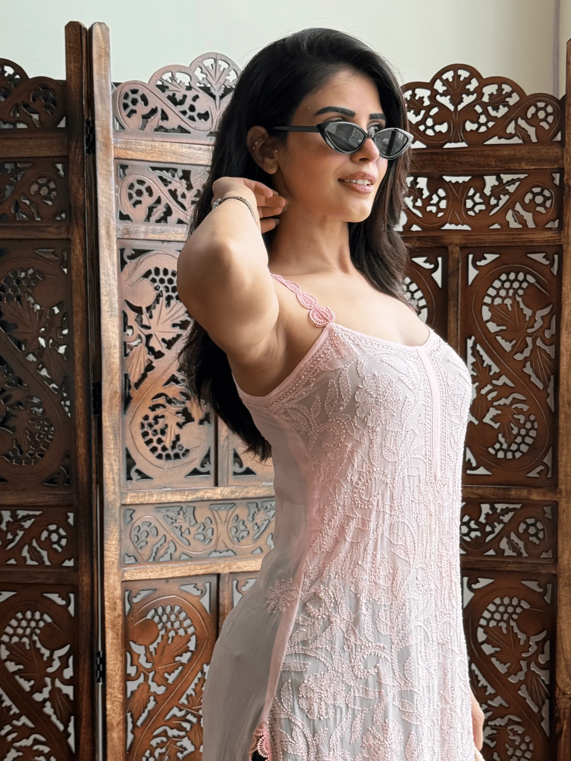 Blush Reverie Chikankari Short Kurta - Image 5