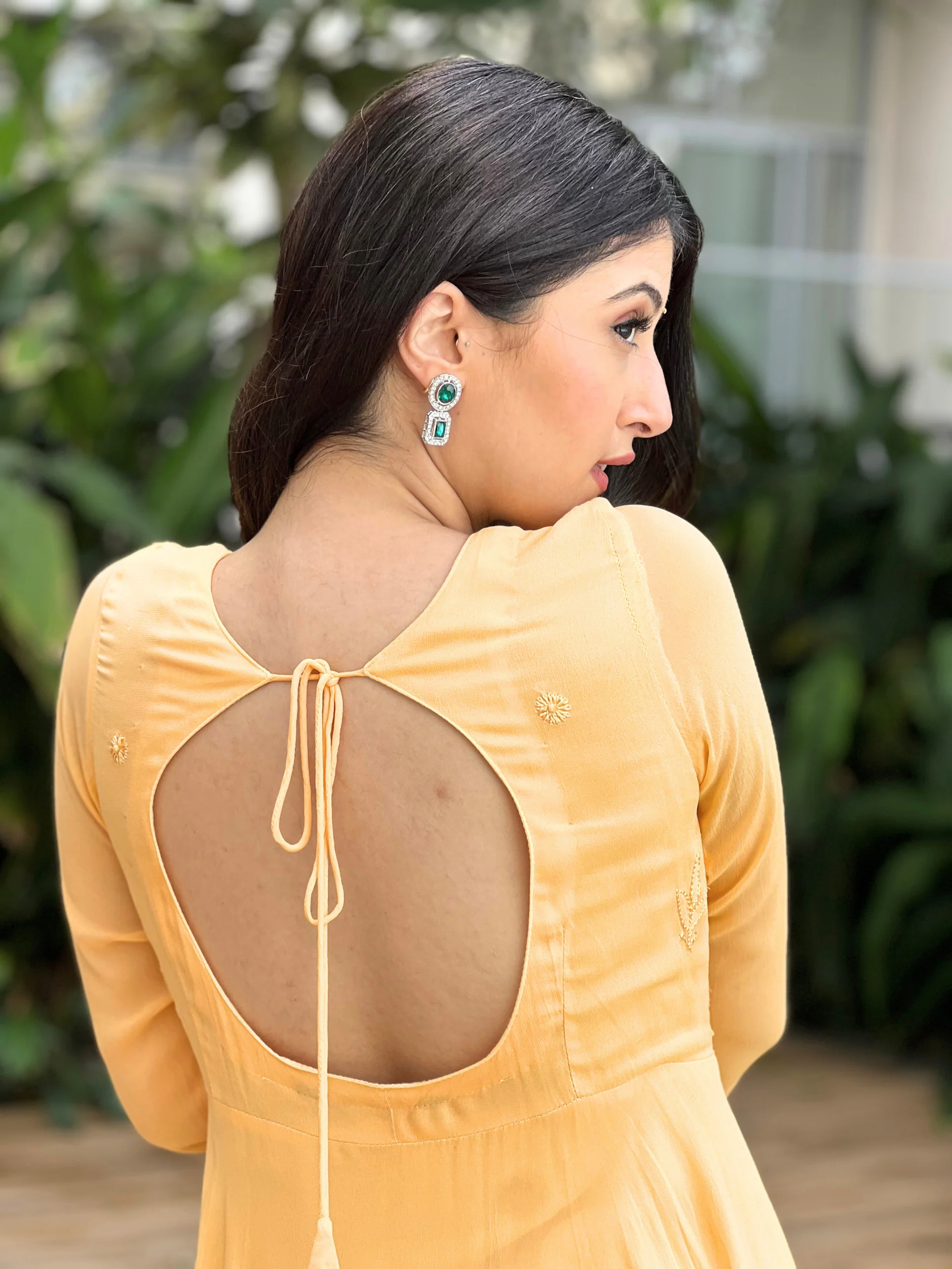 Candy Yellow Chikankari Anarkali (Set of 3) - Image 8