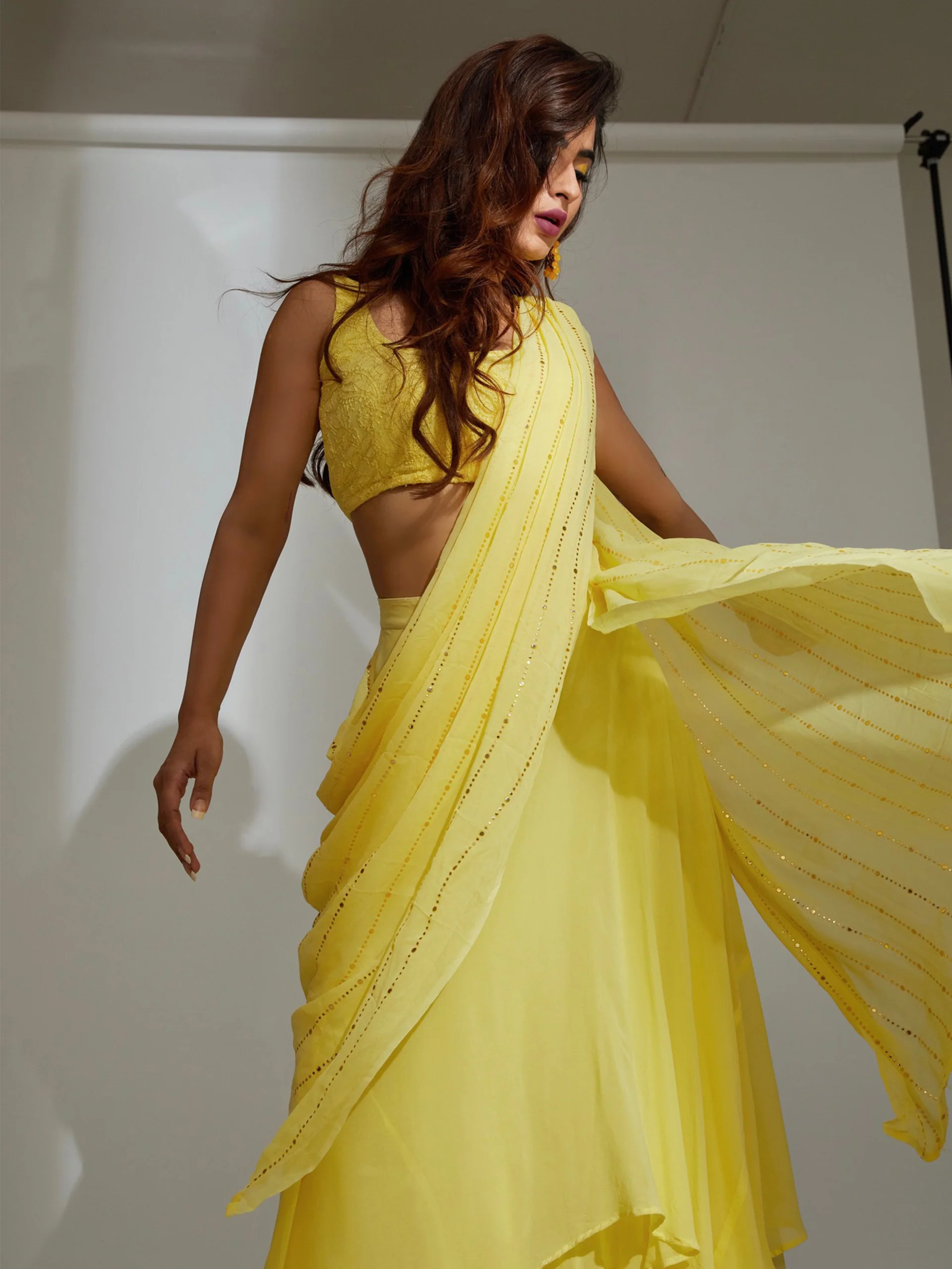 Dahlia Chikankari Lehenga Saree - Image 4