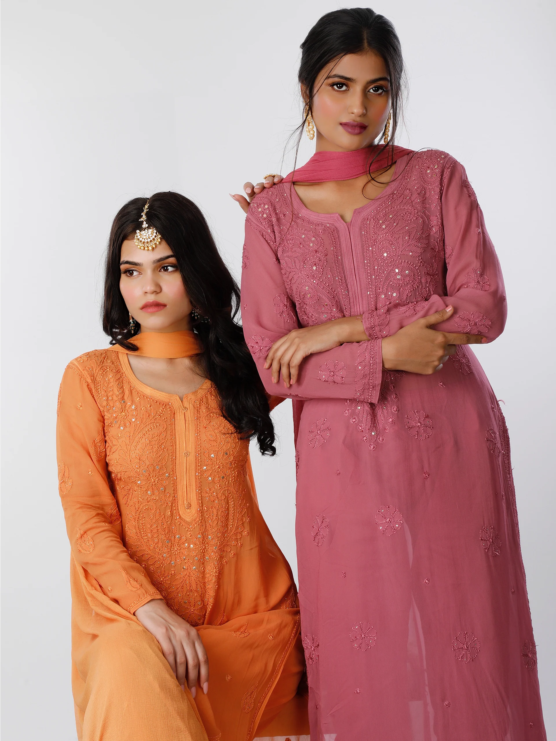 Dragonfruit Chikankari Kurta Set - Image 4