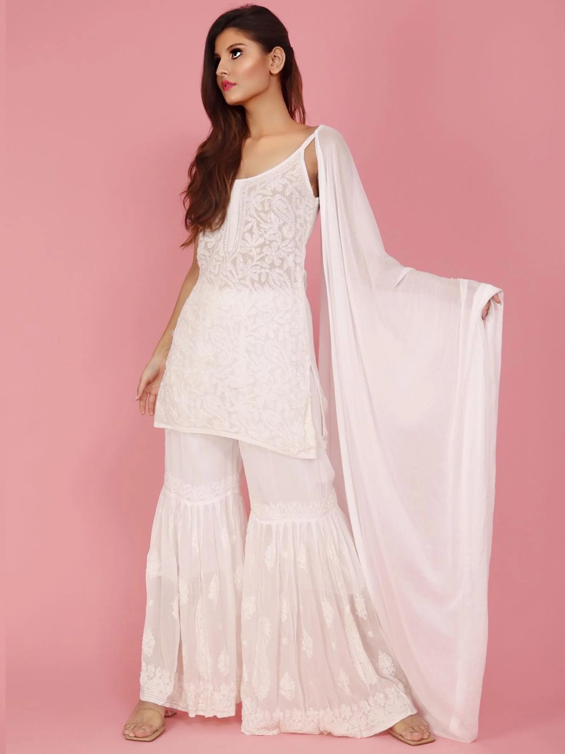 Estella Chikankari Gharara Kurta Set - Image 3