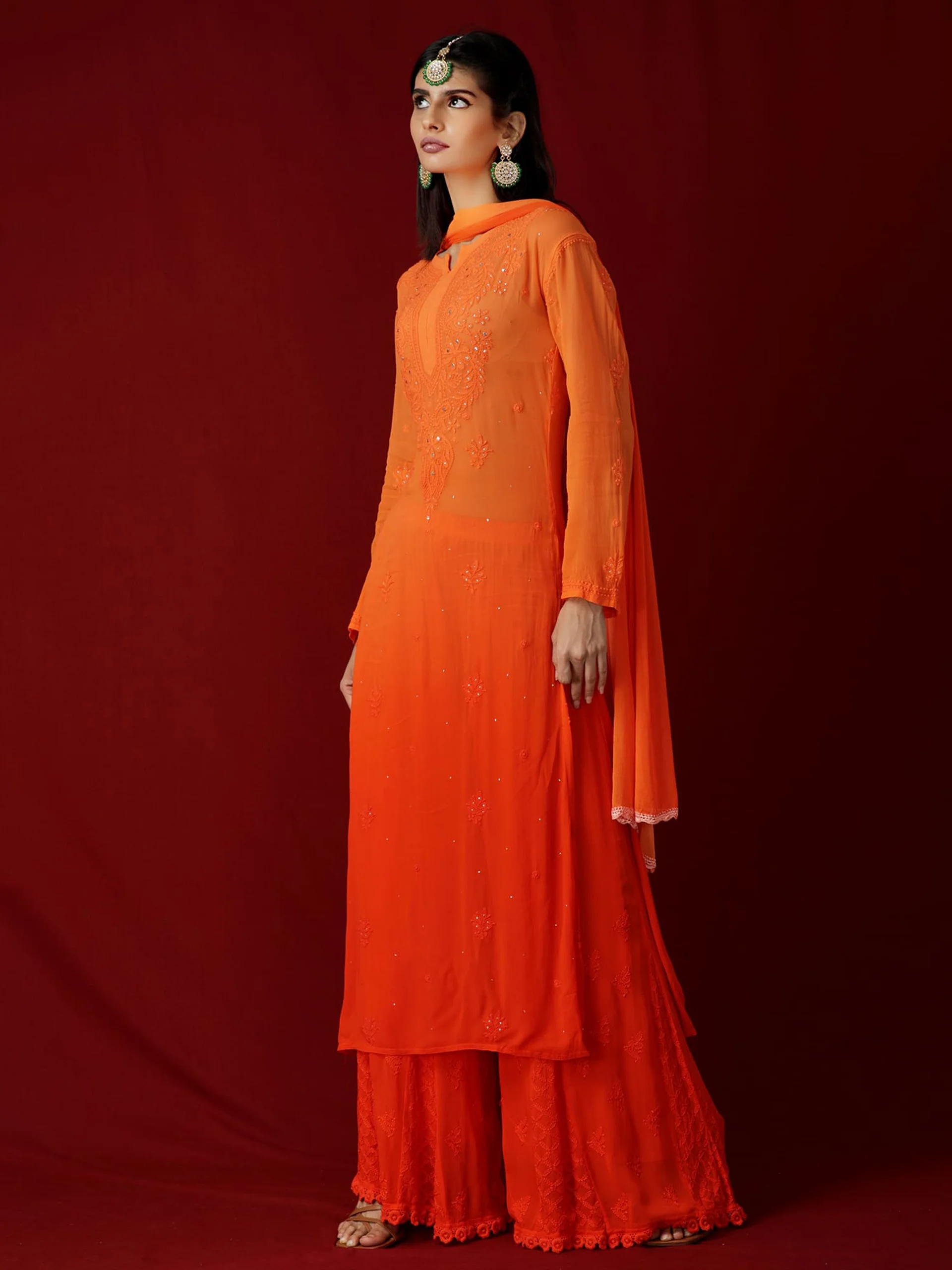 European Sunset Chikankari Kurta Set - Image 3