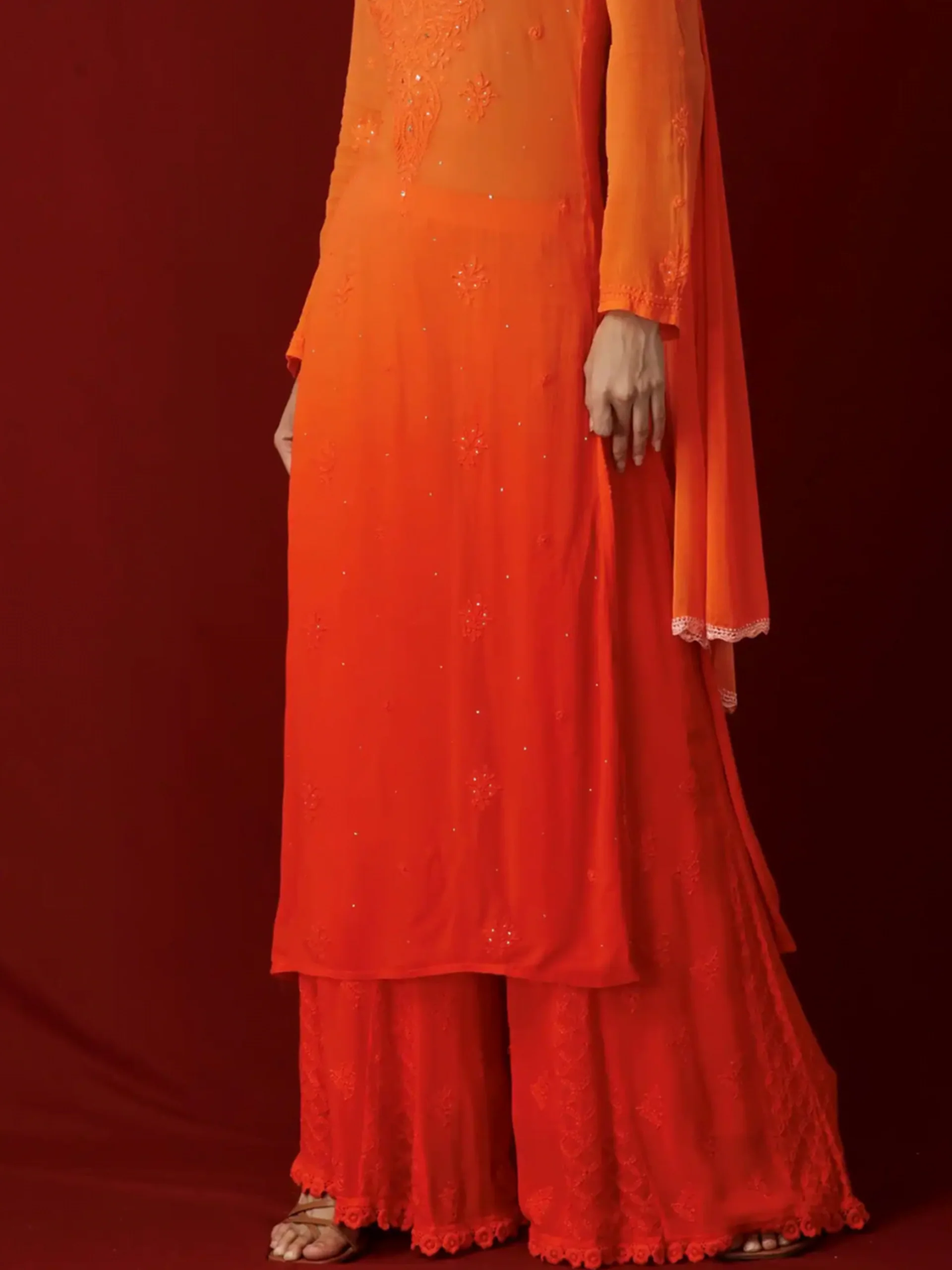 European Sunset Chikankari Kurta Set - Image 4