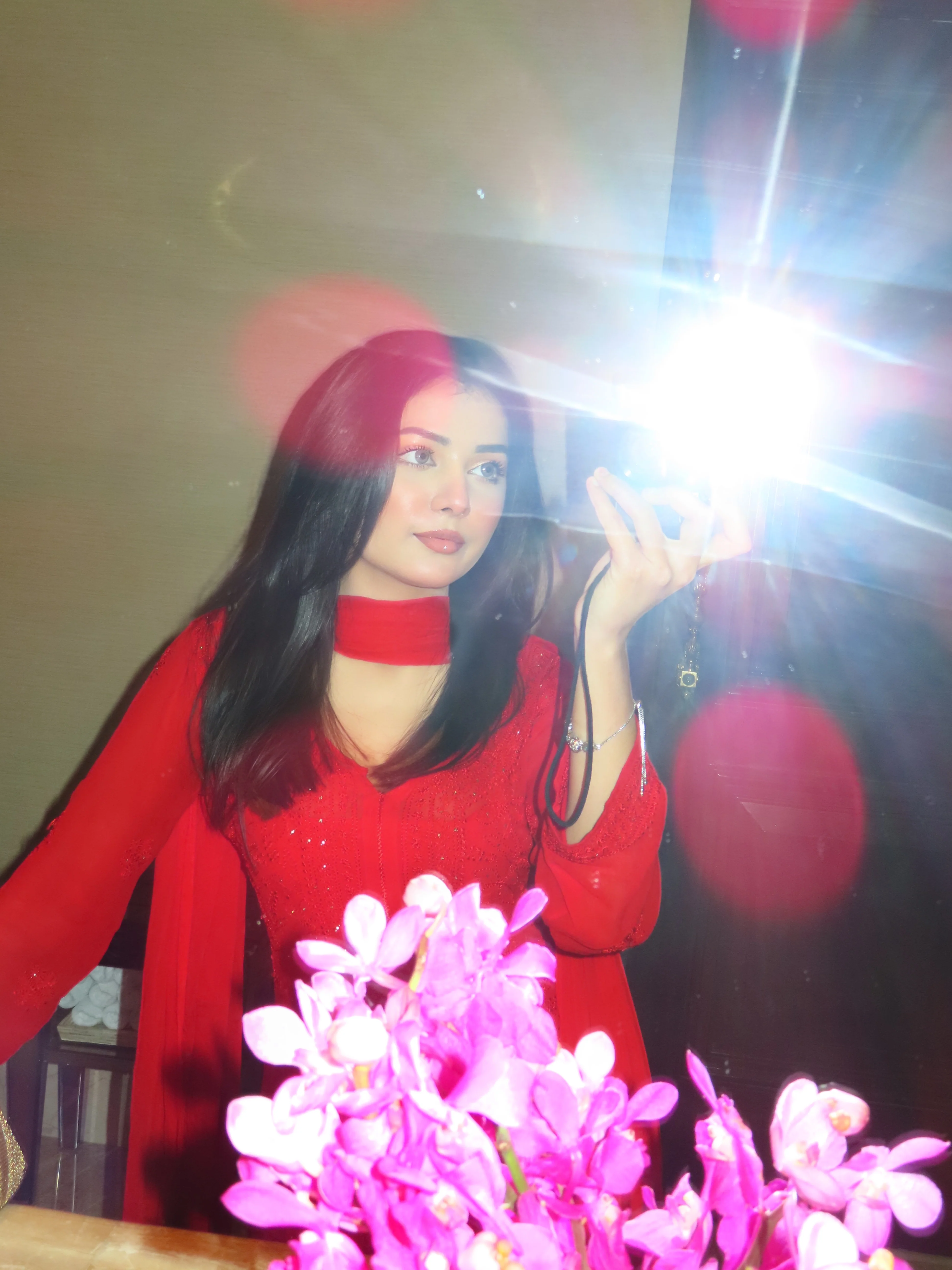 Forbidden Red Full Sleeves Chikankari Kurta Set (Set of 3) - Image 17