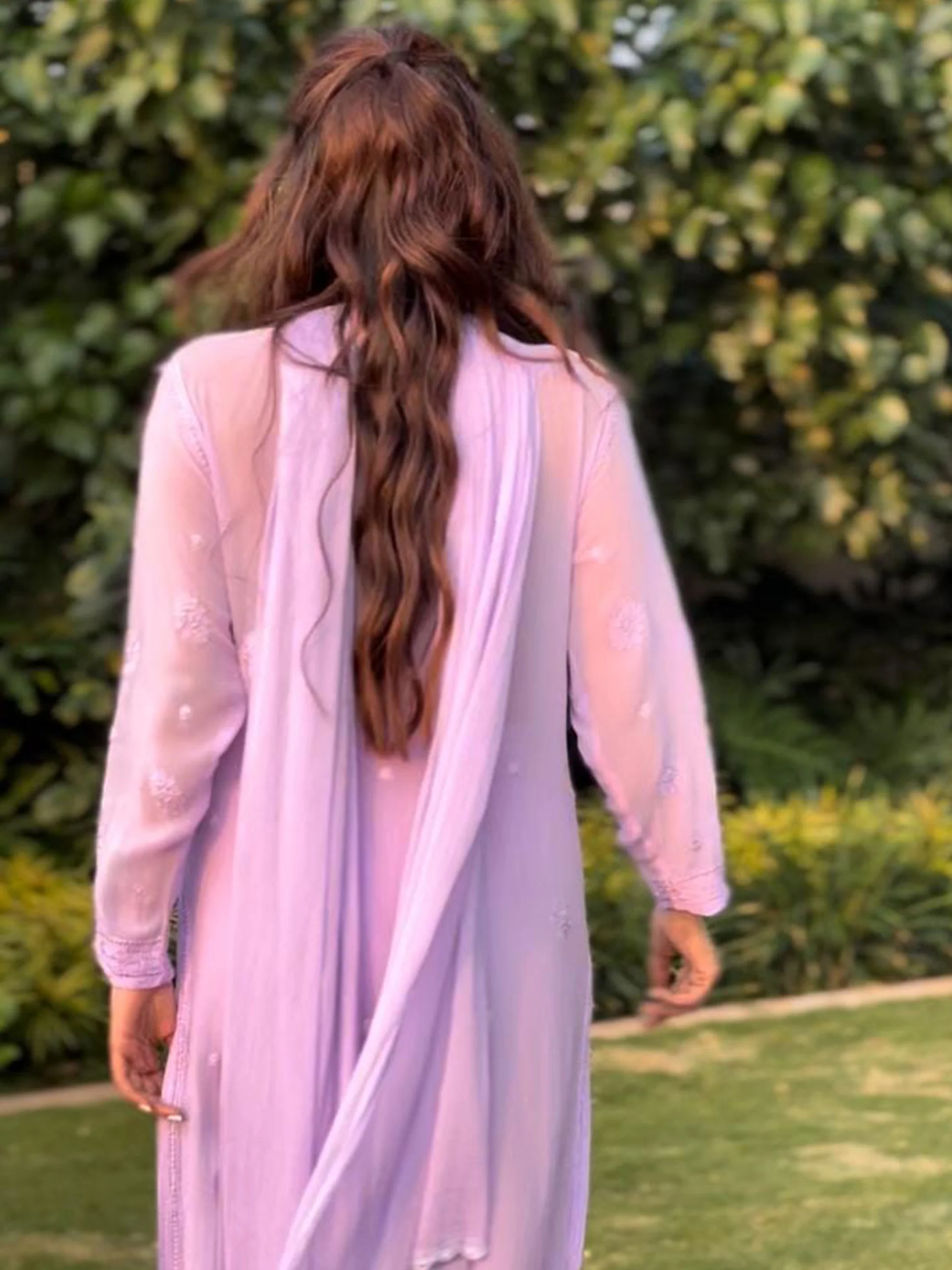 French Lavender Chikankari & Mukaish Kurta - Image 3