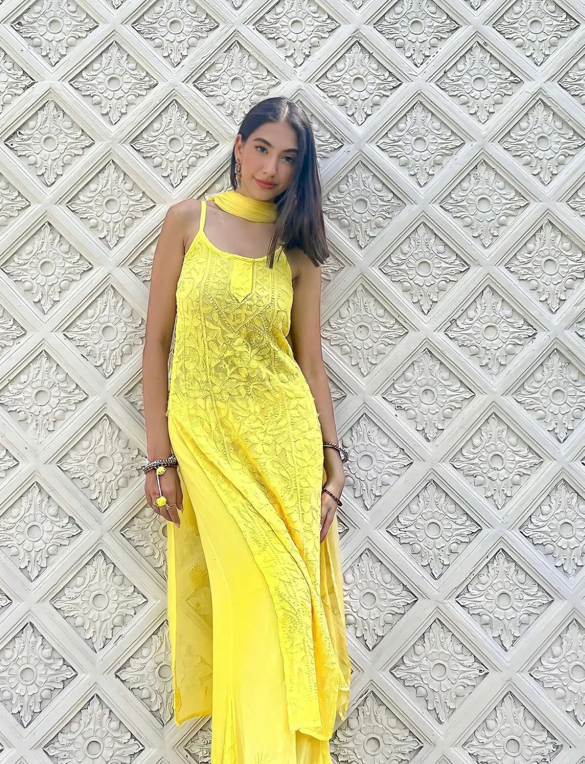 Illuminating Chikankari Strappy Kurta Set - Image 3