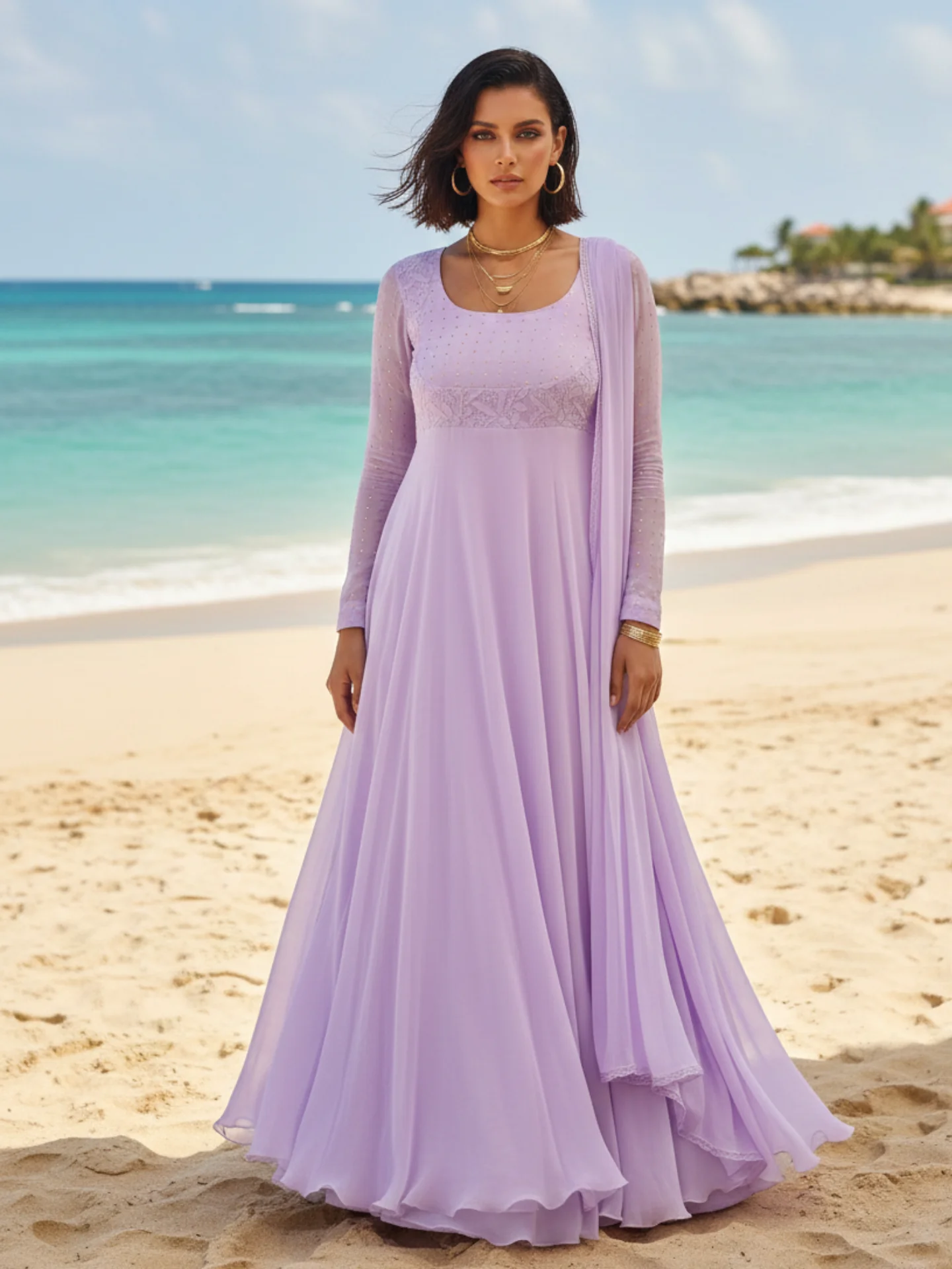 Lavender Dolce Chikankari Anarkali Set - Image 3