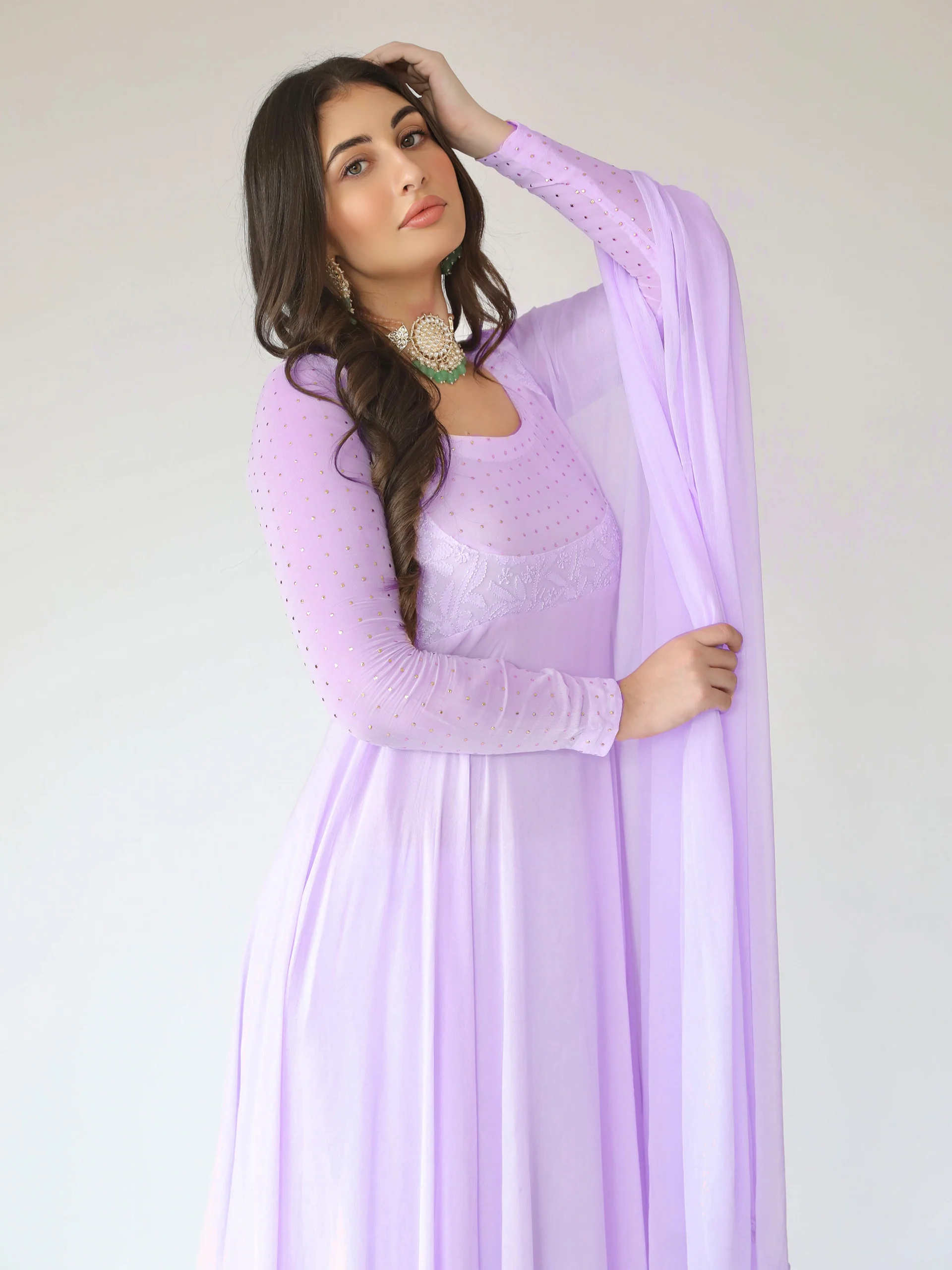 Lavender Dolce Chikankari Anarkali Set - Image 4