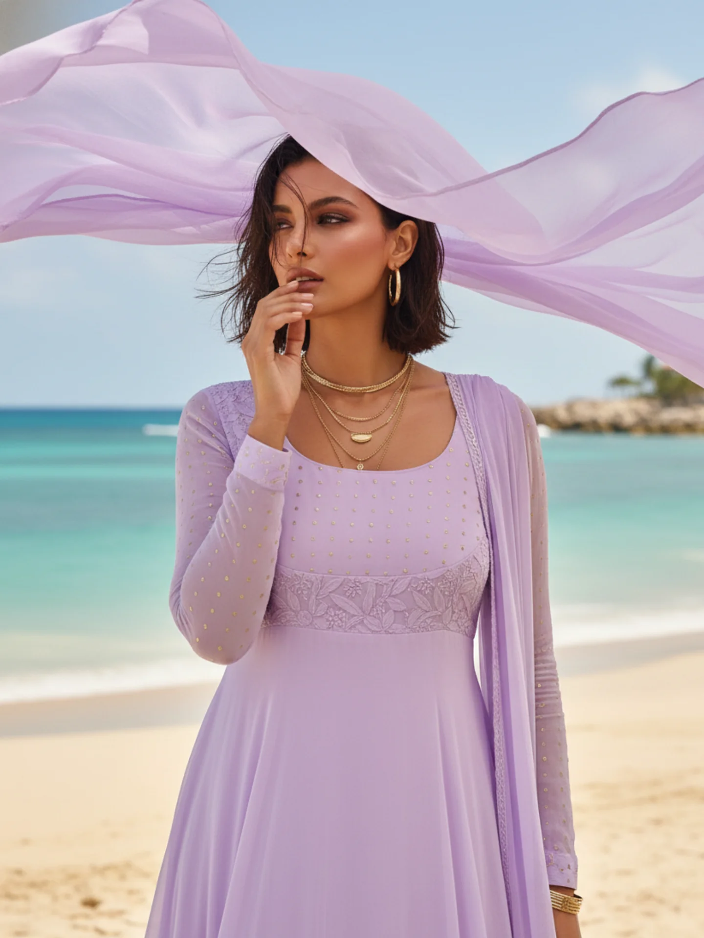 Lavender Dolce Chikankari Anarkali Set - Image 7