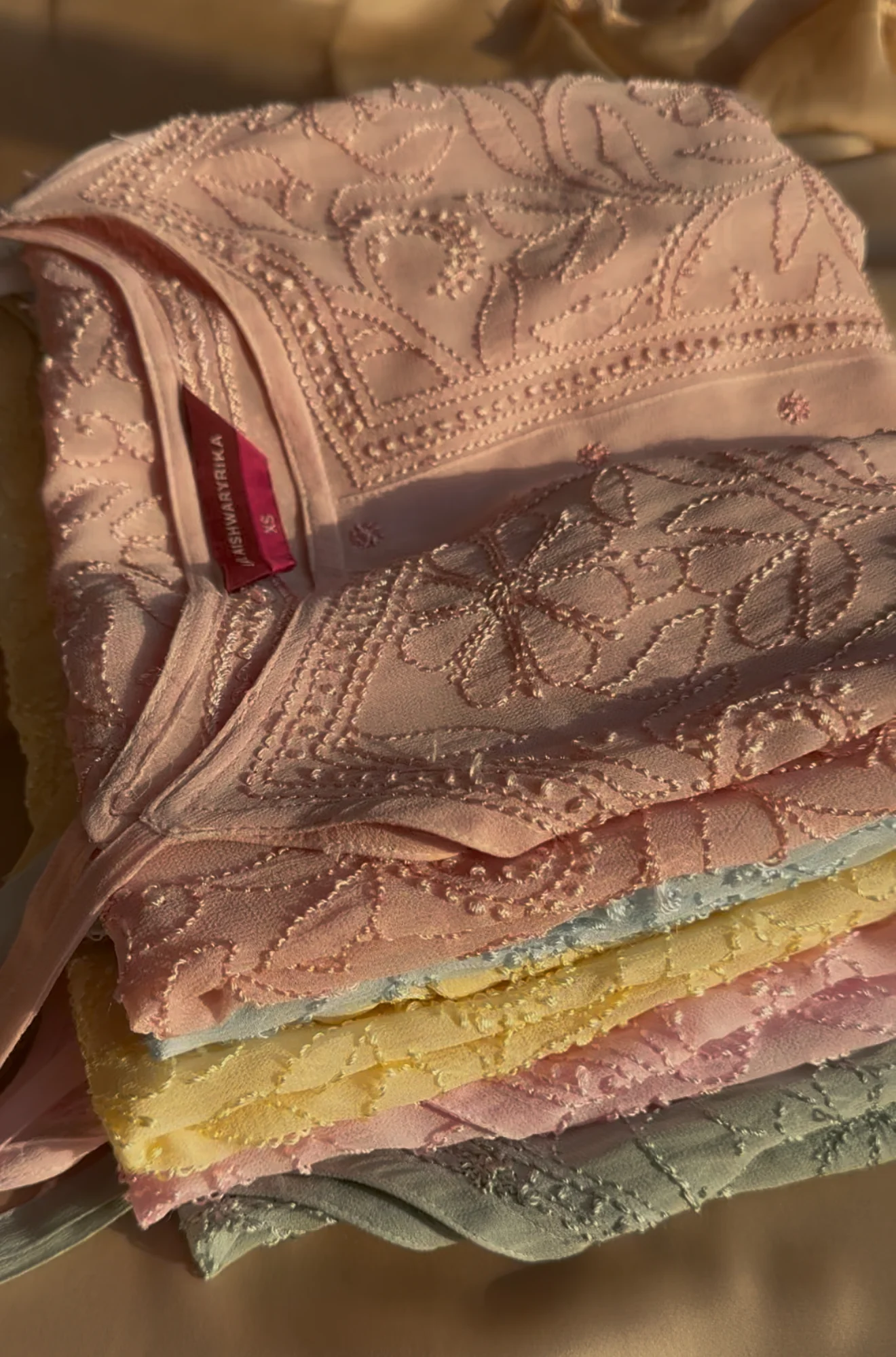 Lemon Cheesecake Summer Sorbet Chikankari Short Kurta - Image 16