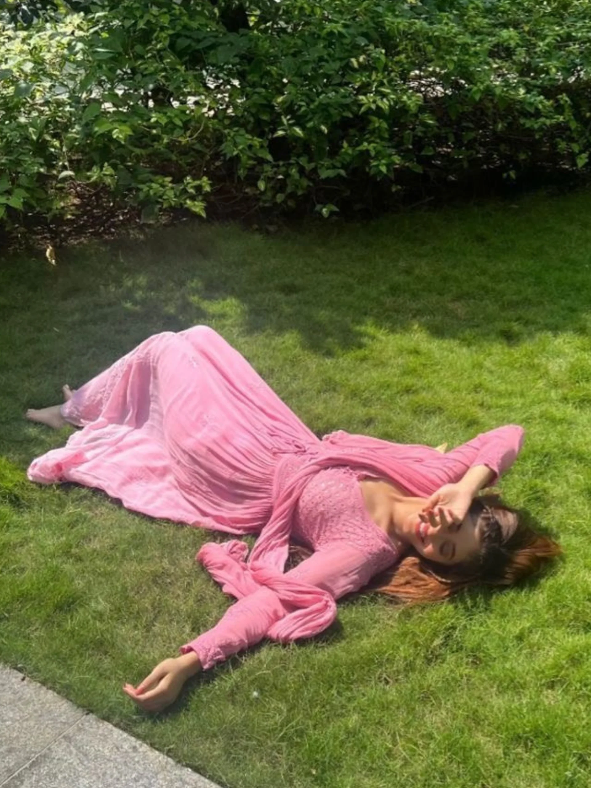 Rose Gold Chikankari Anarkali Set (Set of 3) - Image 8