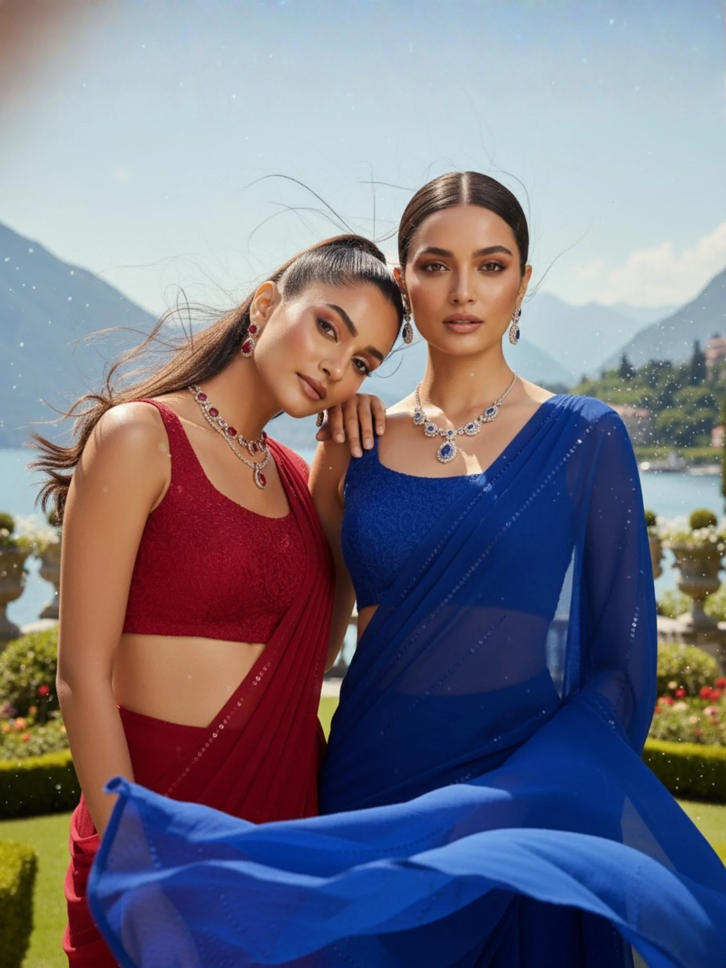 Rouge Velvet Chikankari Lehenga Saree (Set of 3) - Image 3