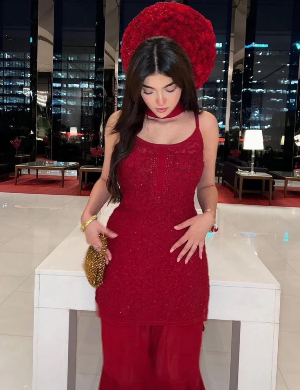 Scarlet Red Chikankari Kurta - Image 6