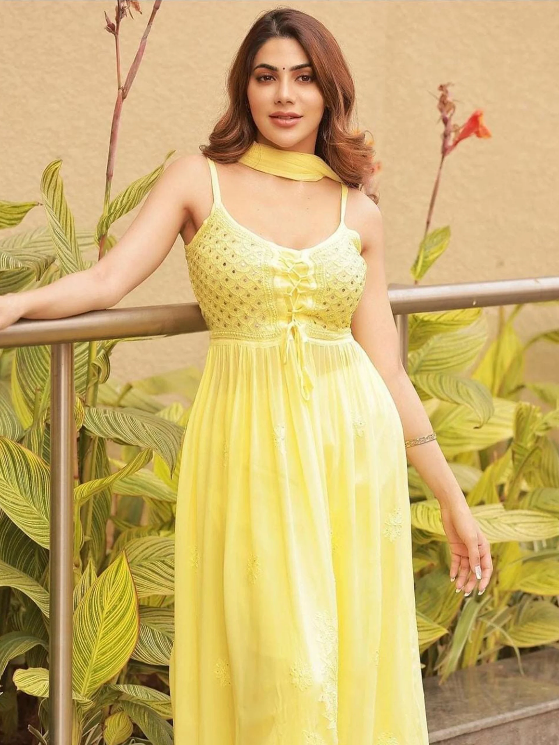 Sugar Cookie Anarkali Chikankari Kurta Set - Image 11