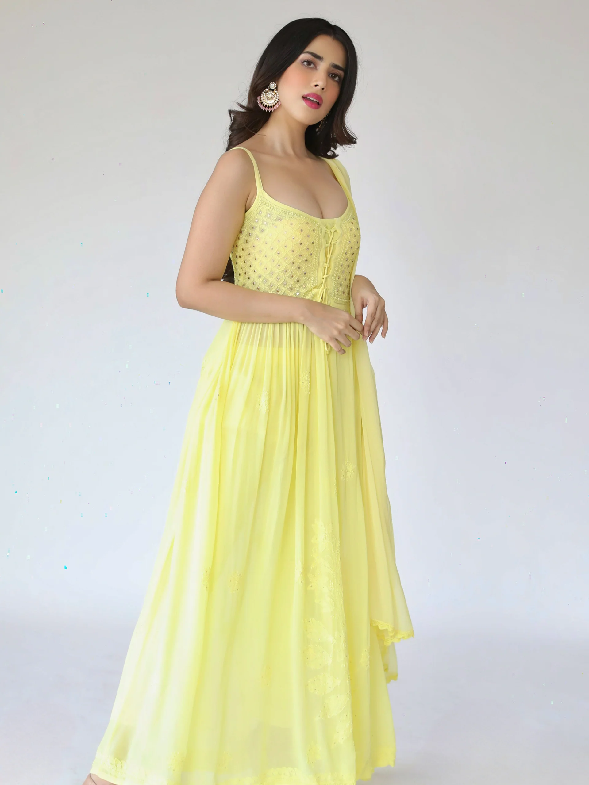 Sugar Cookie Anarkali Chikankari Kurta Set - Image 4