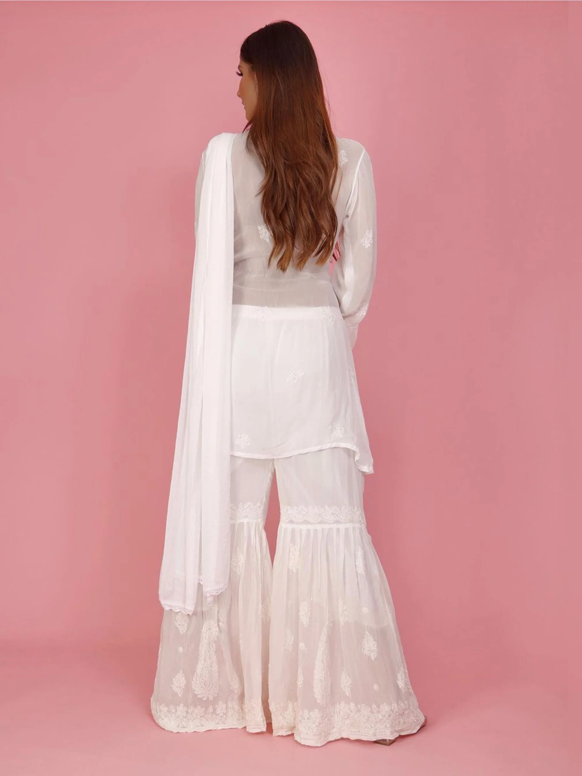 Tara Chikankari Gharara Kurta Set - Image 3